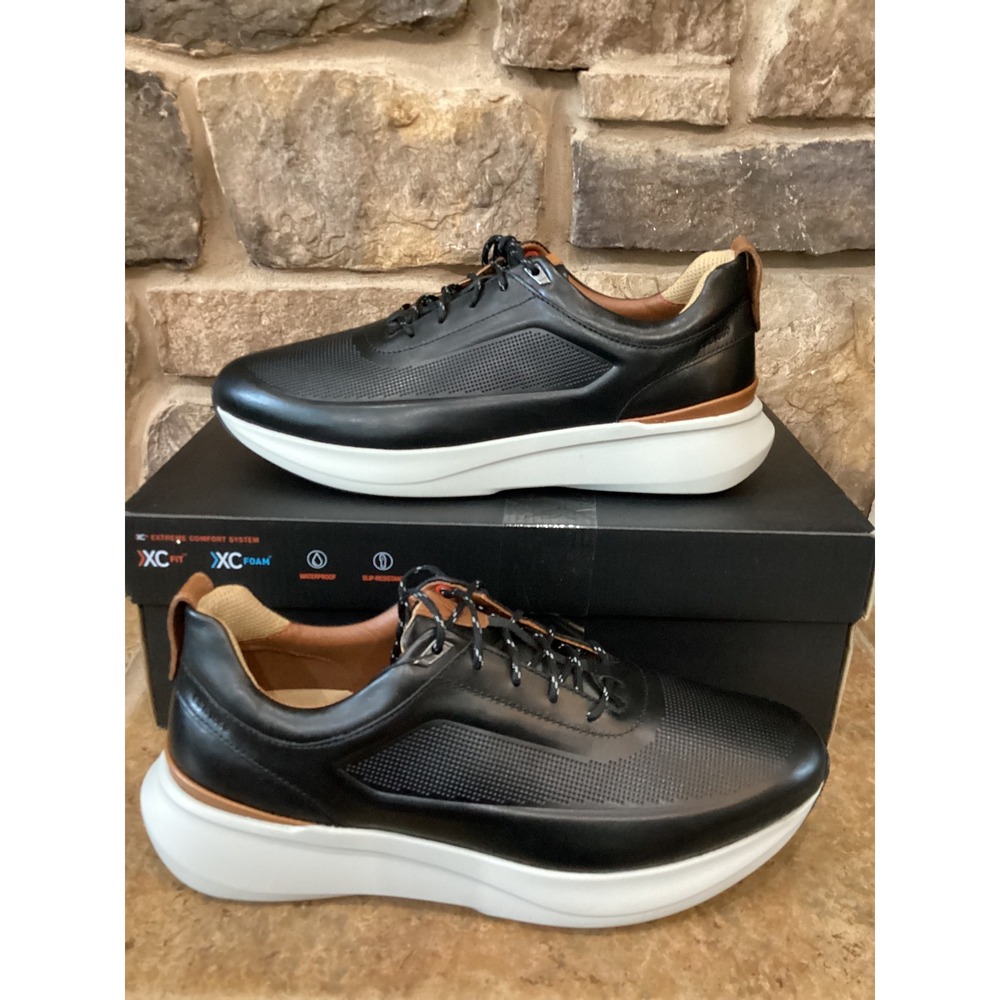 Johnston & Murphy XC + Declan Mens Size 10.5 U-Throat Black Leather Sneakers New
